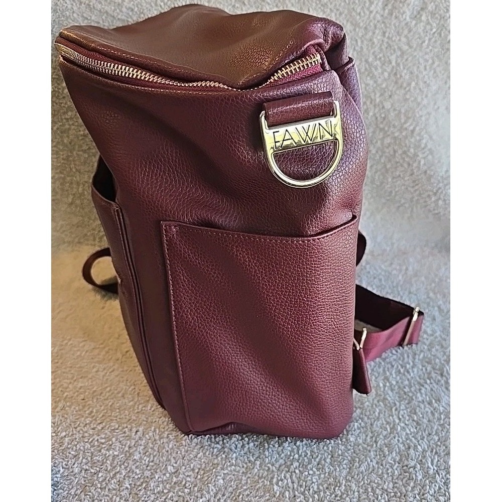 Fawn Design Diaper Bag and Backpack Color: Burgundy Pockets Strap New - Picture 4 of 16